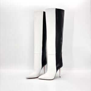NEW Christian Louboutin Astrilarge Botta 100 Two Tone Over The Knee Boots 37